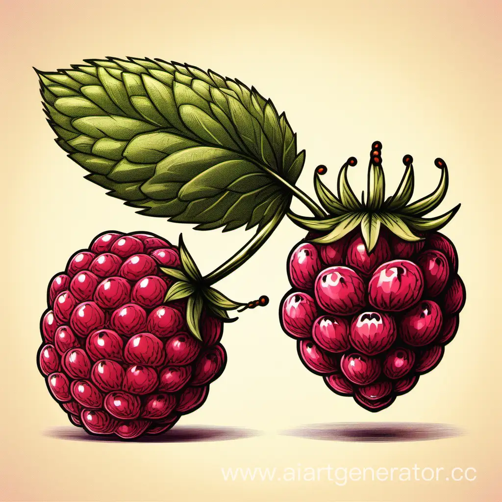 Vibrant-Raspberry-Illustration-in-Pencil-Sketch-Style