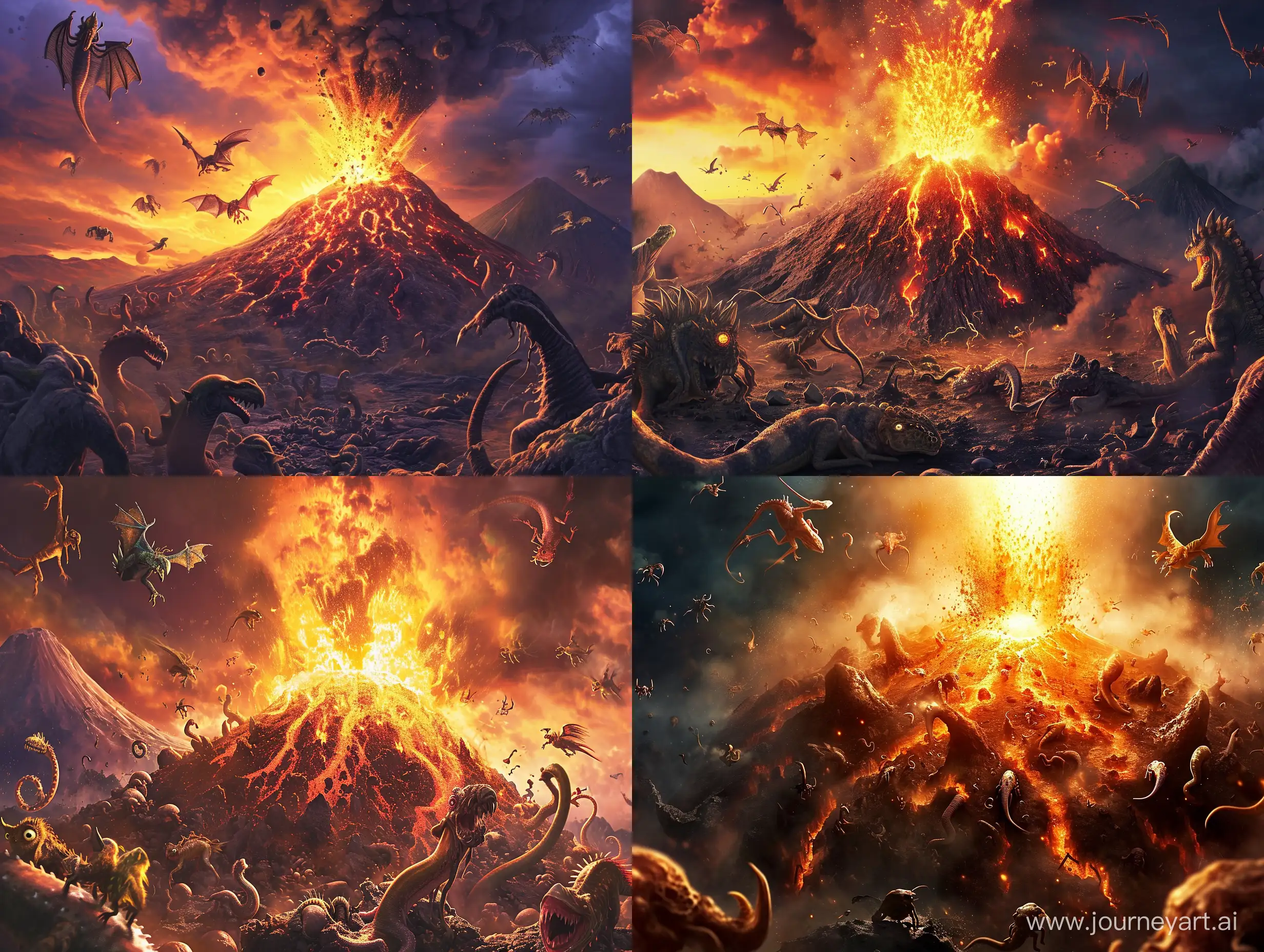 Epic-Volcanic-Planet-Eruption-with-Witnessing-Creatures