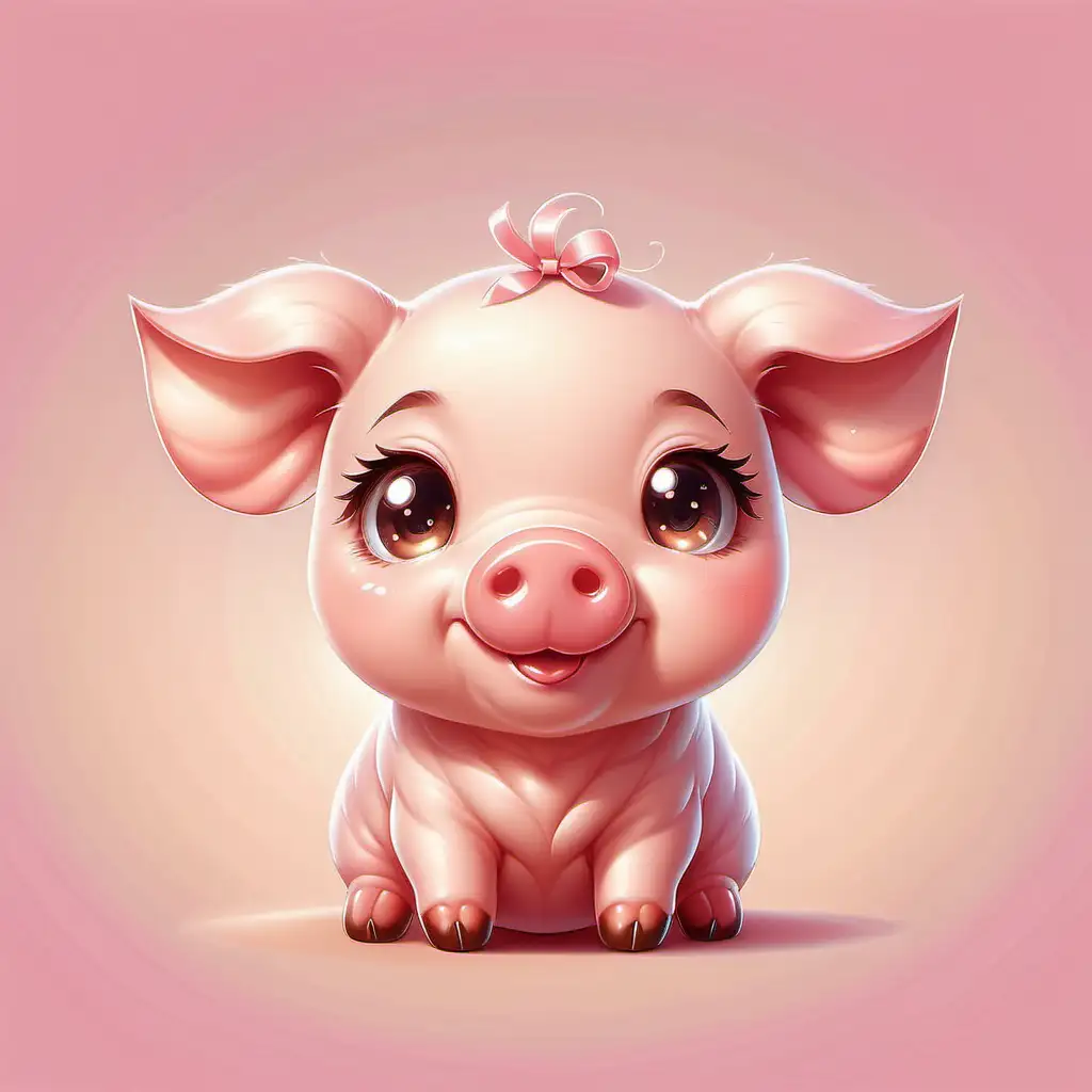 Miniatur-Schweinchen: Ein kleines Schweinchen mit einem kurzen, stupsigen Rüssel und einem niedlichen Ringelschwänzchen.
kawaii style, illustration