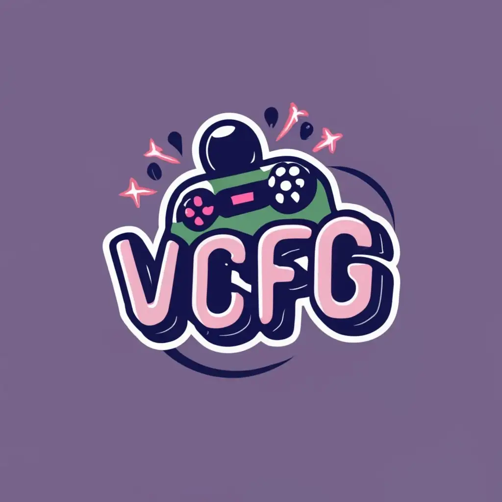 Logo, Has to be a logo for a gaming voice chat server, the name of the team is: VCFG, needs to be a friendly-looking logo that gives a warm feeling, a group of people can be in the logo, VCFG has to be in the logo, Add a joystick and spell out VCFG, with the text "VCFG",   typography, be used in the Entertainment industry, MAKE CONTROLLER BLACK, Change the color scheme to darker colors, more vibrant outlining, KEEP THE SAME STYLE DARKER BACKGROUND
