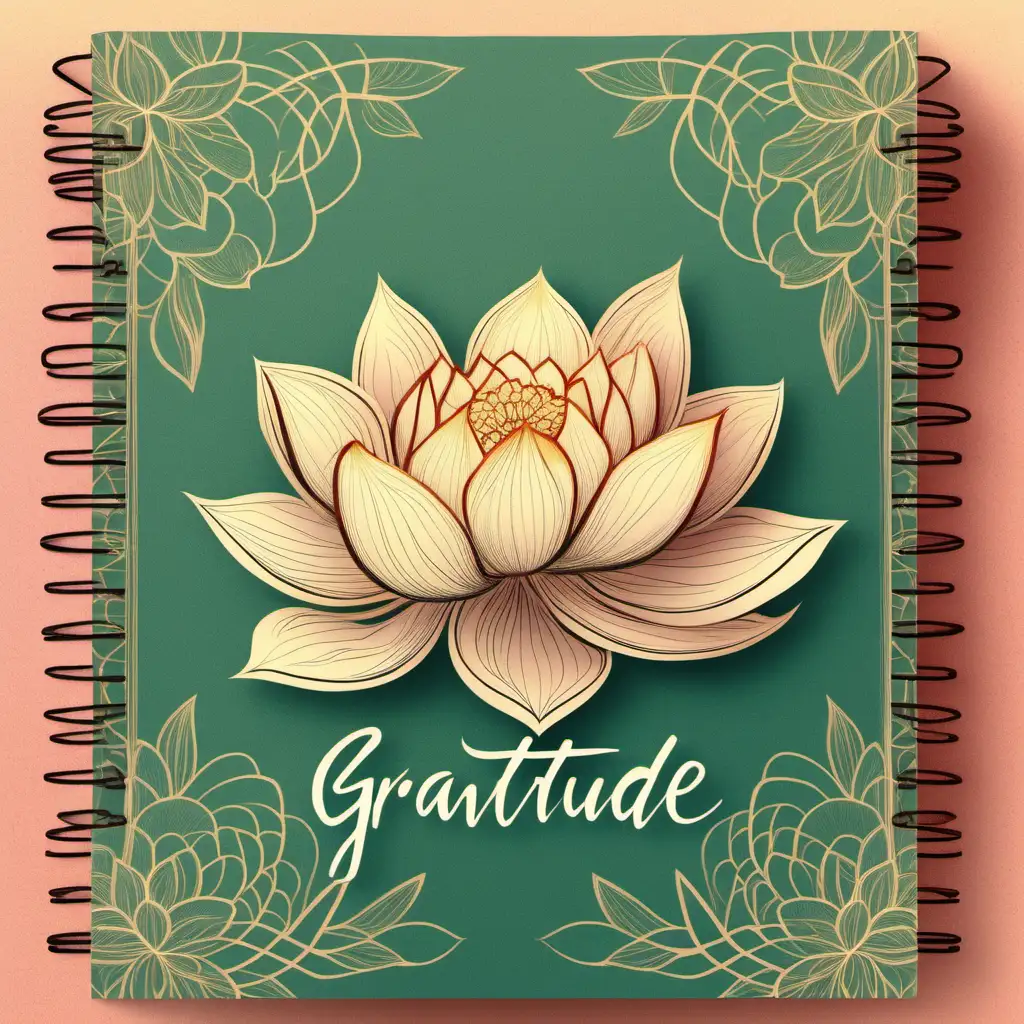 a cover for a gratitude journal with a lotus flower
