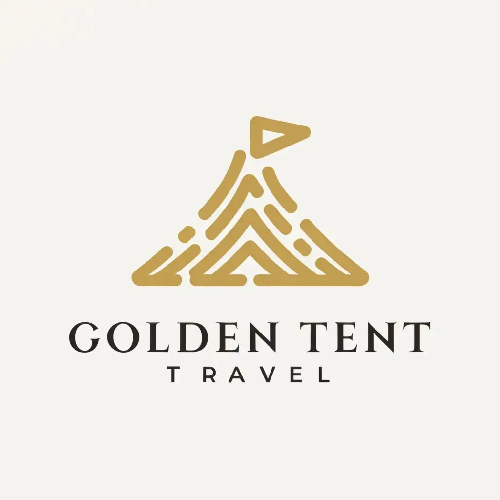a logo design,with the text "Golden Tent
travel


", main symbol:white background, golden Tent Logo,Moderate,be used in Travel industry,clear background
