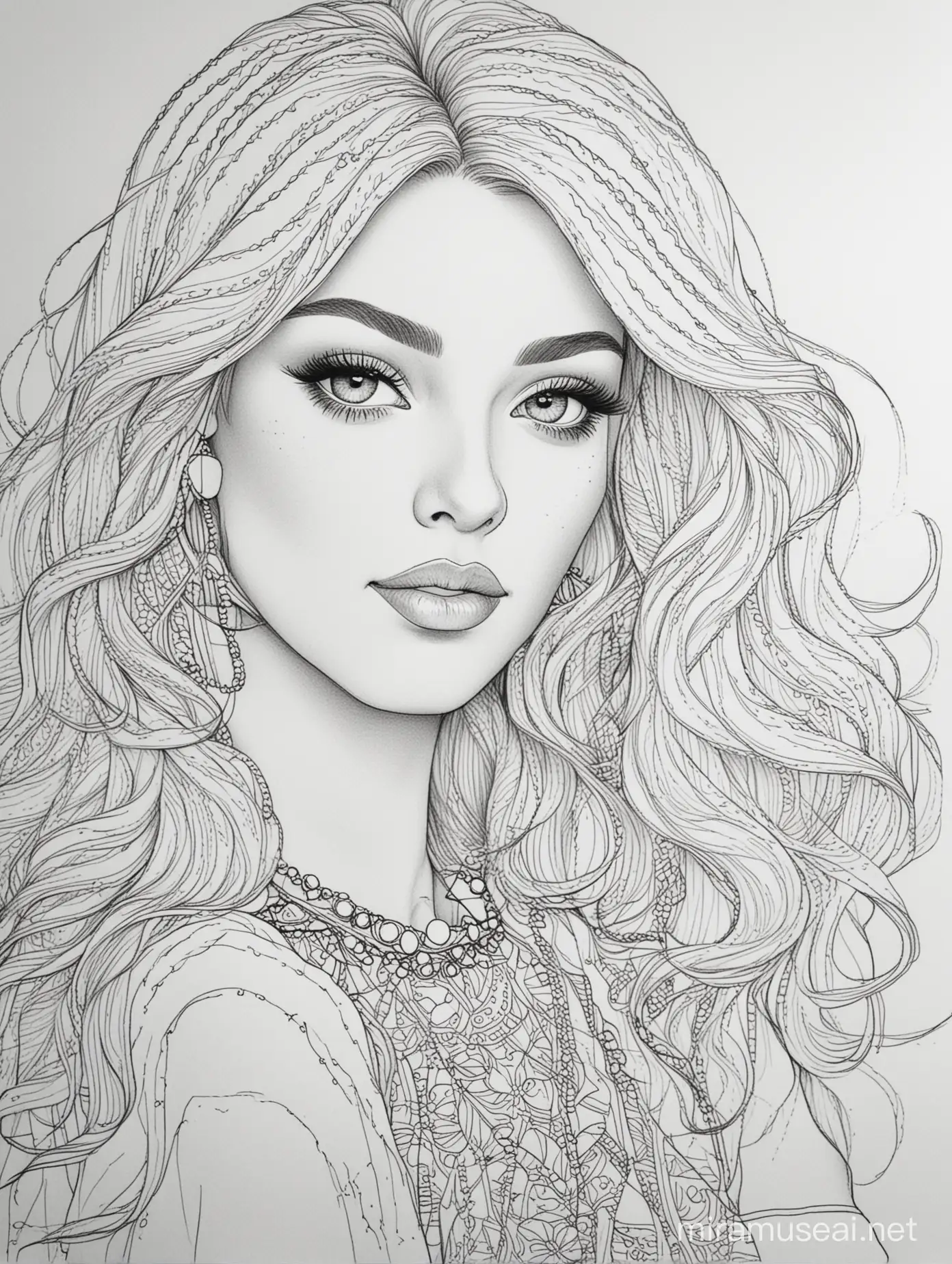 Easy coloring pages for adults, clean line, fashion

