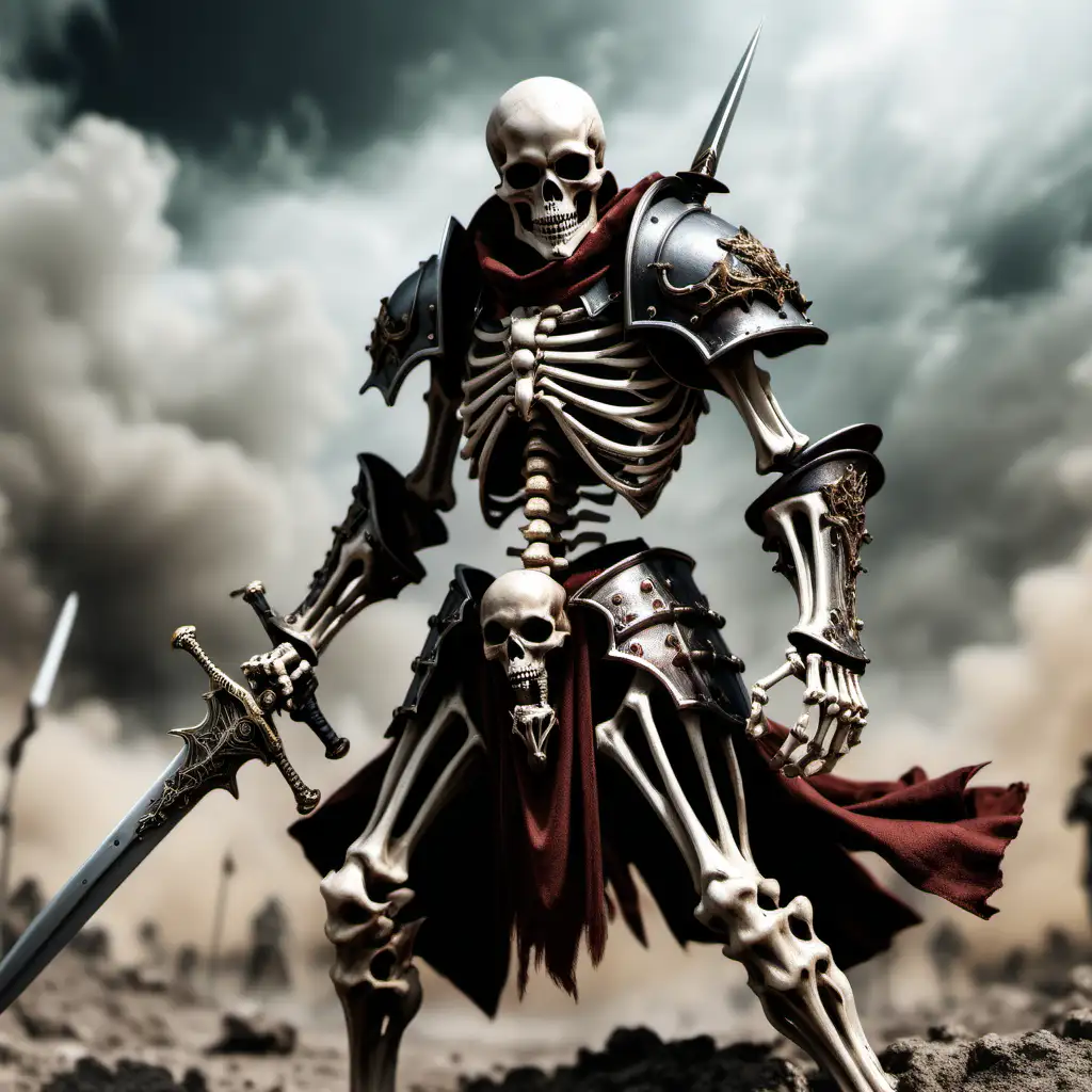 Formidable Skeletal Duelist Wielding Sword on the Battlefield