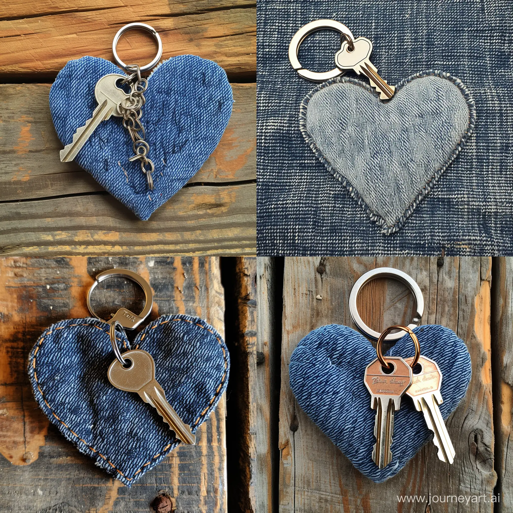 Denim-HeartShaped-Keychain-Stylish-and-Handcrafted-Accessory