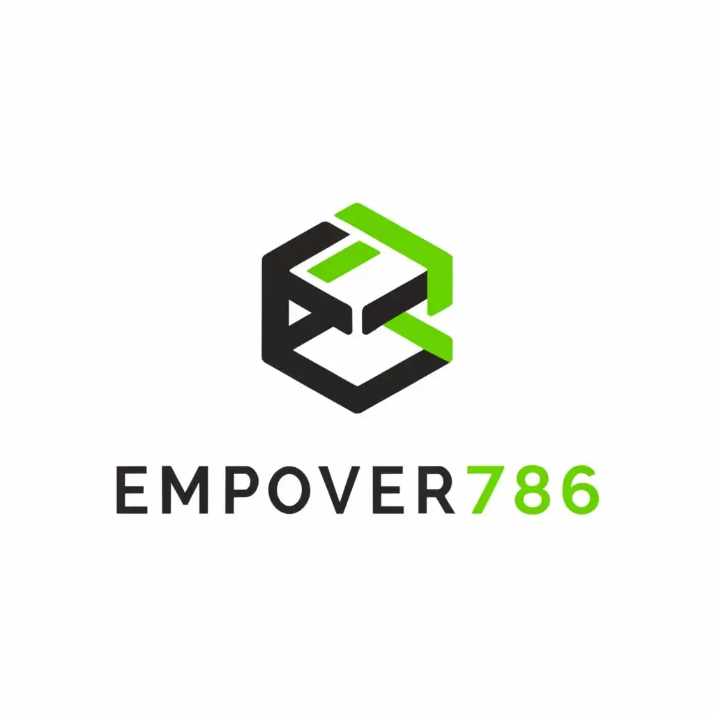 LOGO-Design-for-Empower786-Green-Hexagon-Encasing-Minimalistic-Dumbbell-Symbol