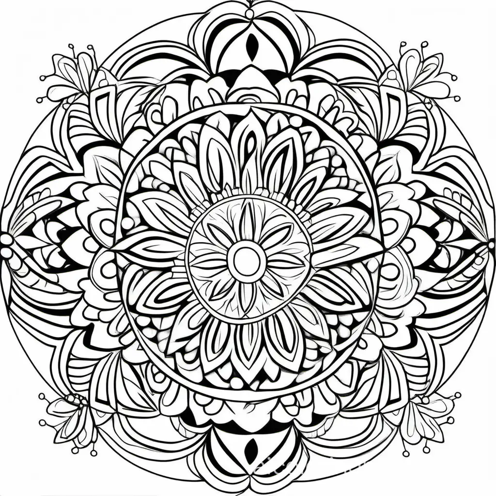 bohemian coloring pages designs, Coloring Page, black and white, line art, white background, Simplicity, Ample White Space. The background of the coloring page is plain white to make it easy for young children to color within the lines. The outlines of all the subjects are easy to distinguish, making it simple for kids to color without too much difficulty
