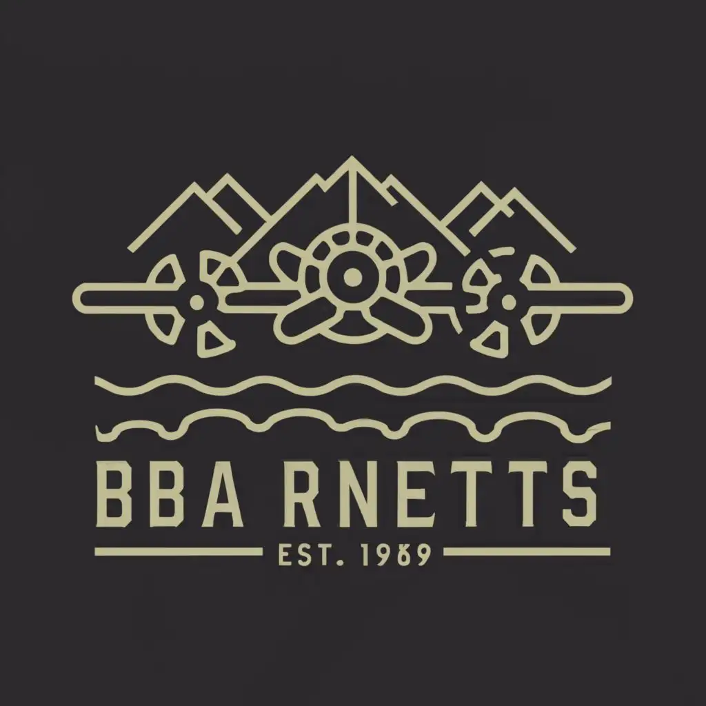 a logo design,with the text "BARENTS", main symbol:Vector illustration of the the propeller plane above the northern ocean. Icebergs and mountains are on the background. Many details, without brand name and letters, black and white colors.,Moderate,be used in Sports Fitness industry,clear background