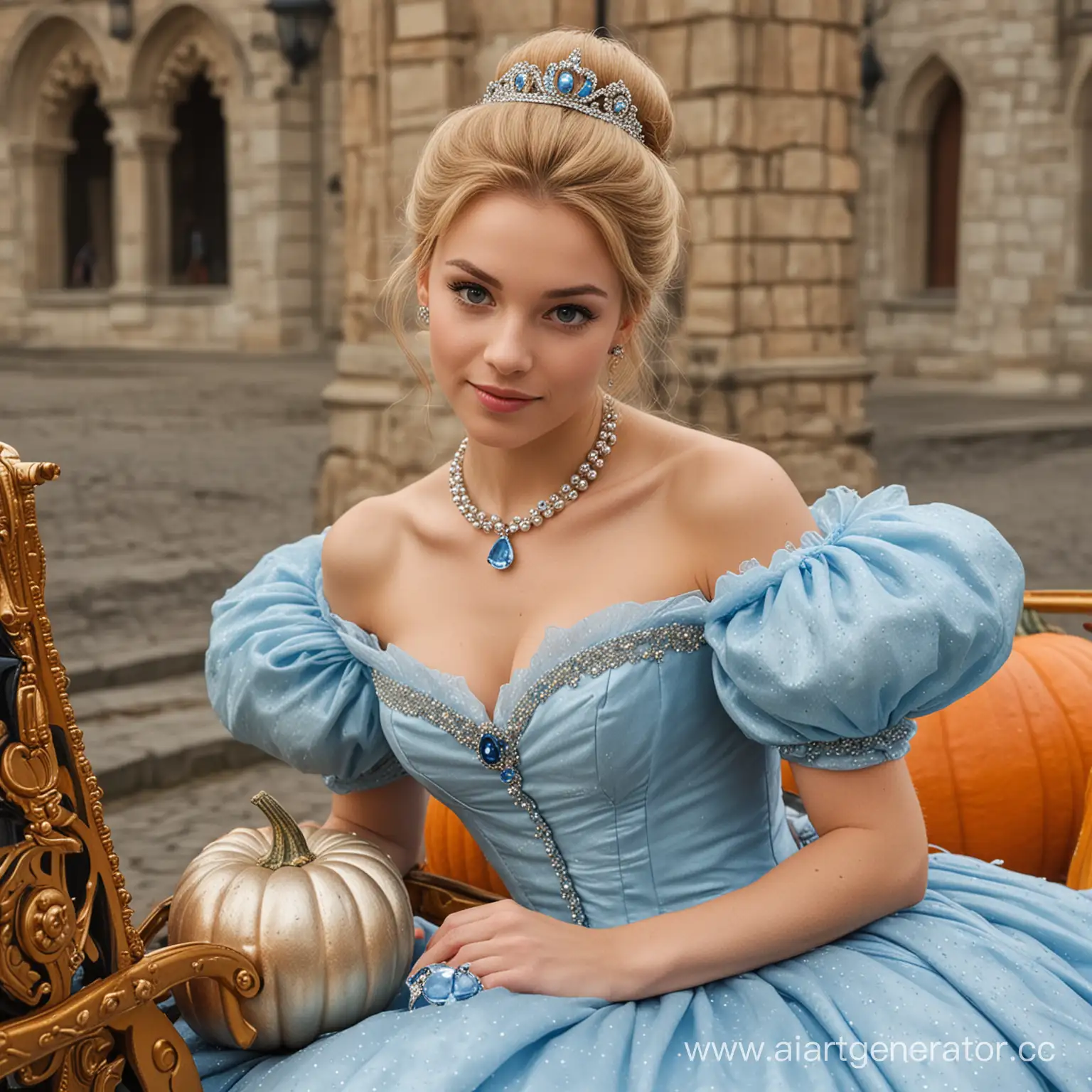 Cinderella-in-Pumpkin-Carriage-at-Princes-Castle
