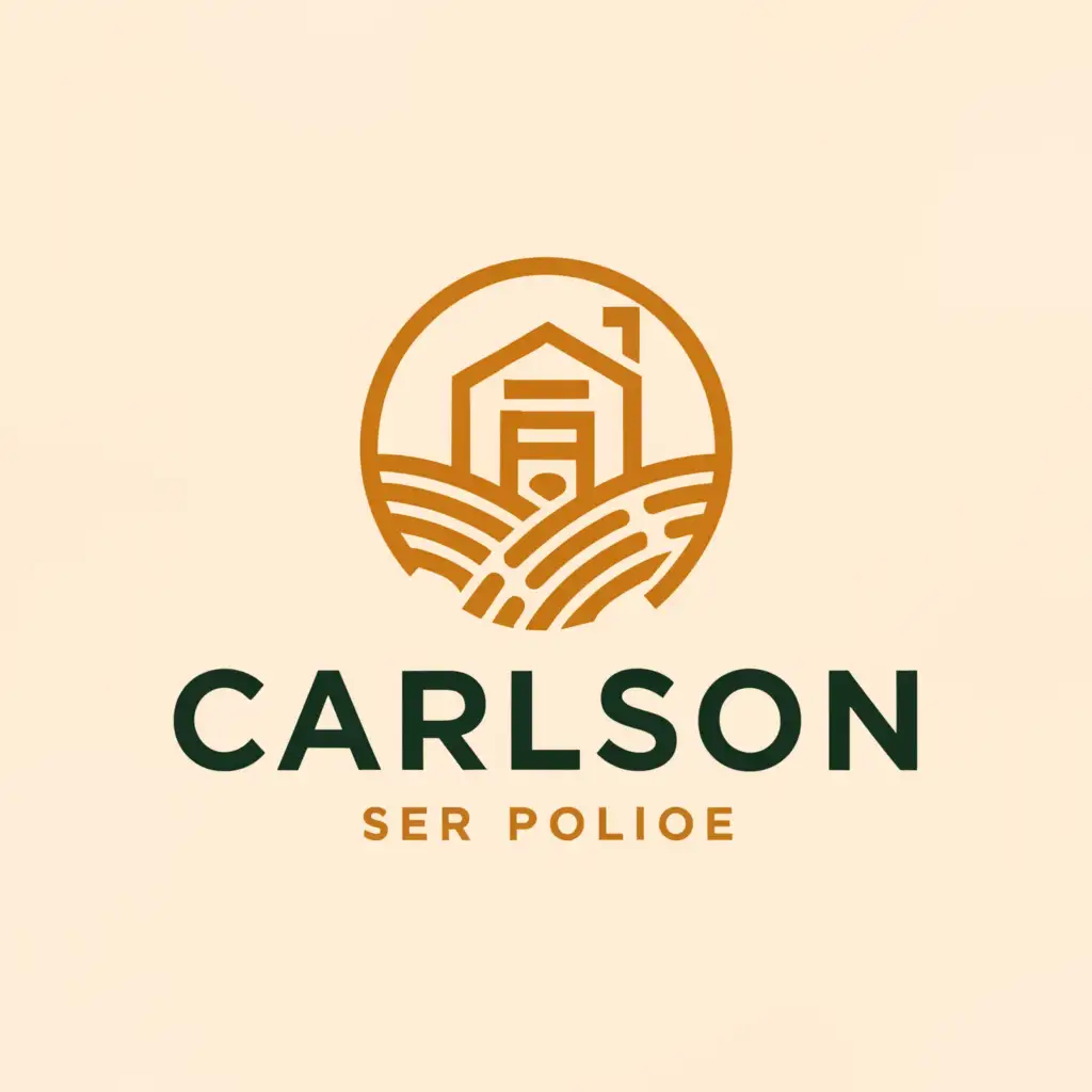 LOGO-Design-For-Carlson-Minimalistic-Oat-Farm-Harvest-with-Tractor-and-Farm-House