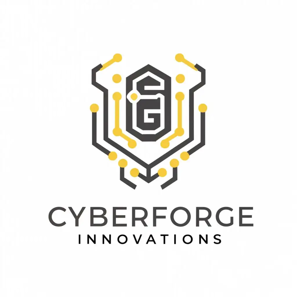 a logo design,with the text "CyberForge Innovations Empowering Innovation, Securing Tomorrow", main symbol:CyberForge Innovations is a sleek and modern representation of its mission and values. It features a stylized combination of elements symbolizing cybersecurity, technology, and innovation.

Forge Symbol: At the center of the logo is a dynamic icon representing a forge, reminiscent of a traditional blacksmith's forge but with a futuristic twist. This symbolizes the company's commitment to forging new paths in cybersecurity and digital innovation.

Shield: Surrounding the forge symbol is a shield, symbolizing protection and security. The shield reinforces the company's focus on providing robust cybersecurity solutions to safeguard digital assets.

Circuitry Patterns: Embedded within the forge symbol and extending into the shield are intricate circuitry patterns, representing technology and digital innovation. These patterns emphasize the company's expertise in software development and cutting-edge digital solutions.

Gradient Colors: The logo utilizes a gradient color scheme, transitioning from vibrant blues to sleek grays. The gradient adds depth and dimension to the design, evoking a sense of progress and advancement.

Typography: The company name, "CyberForge Innovations," is displayed prominently below the logo in modern, sans-serif typography. The font is clean and professional, reflecting the company's commitment to professionalism and innovation.,Minimalistic,be used in Technology industry,clear background
