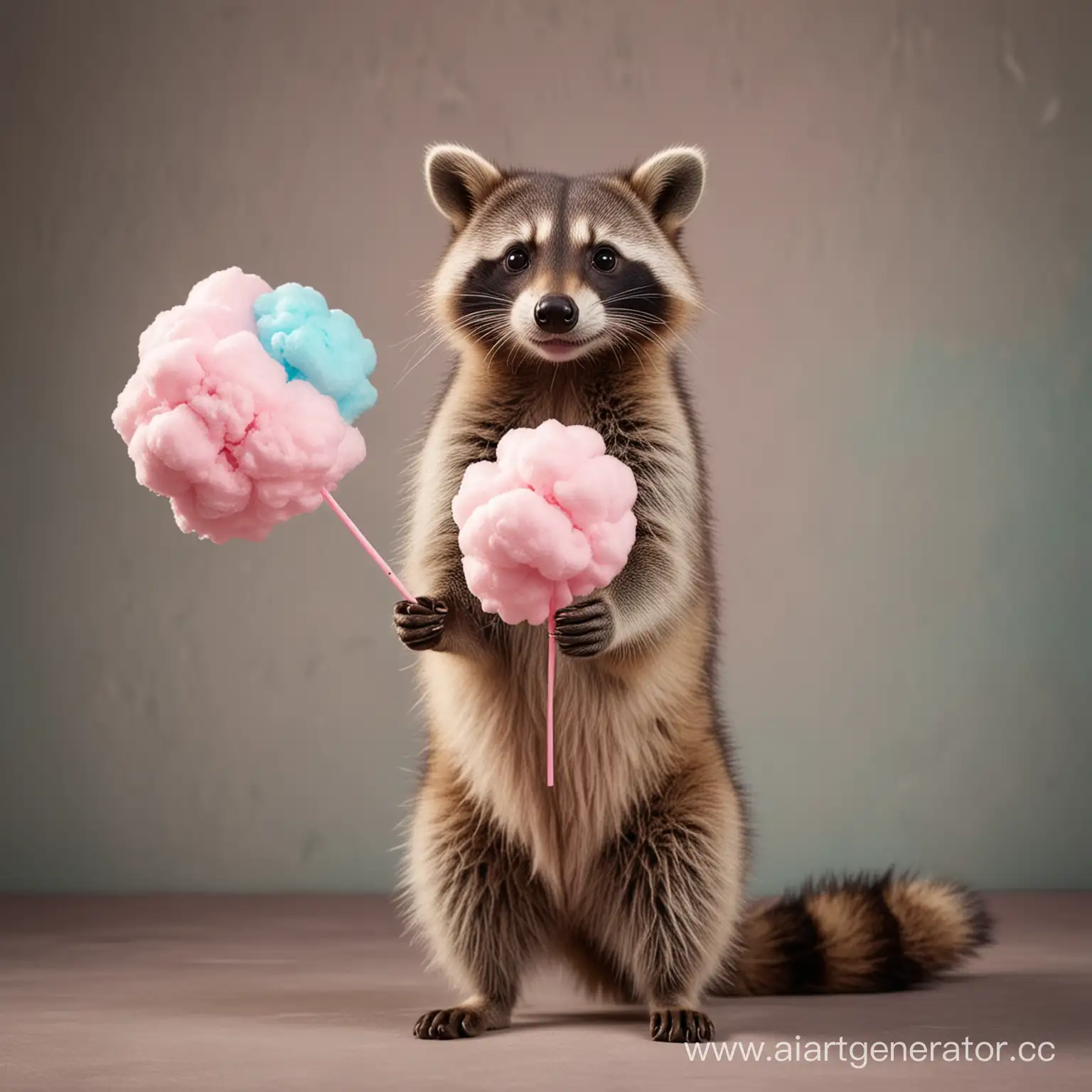 Curious-Raccoon-Holding-Cotton-Candy-FullLength-Portrait