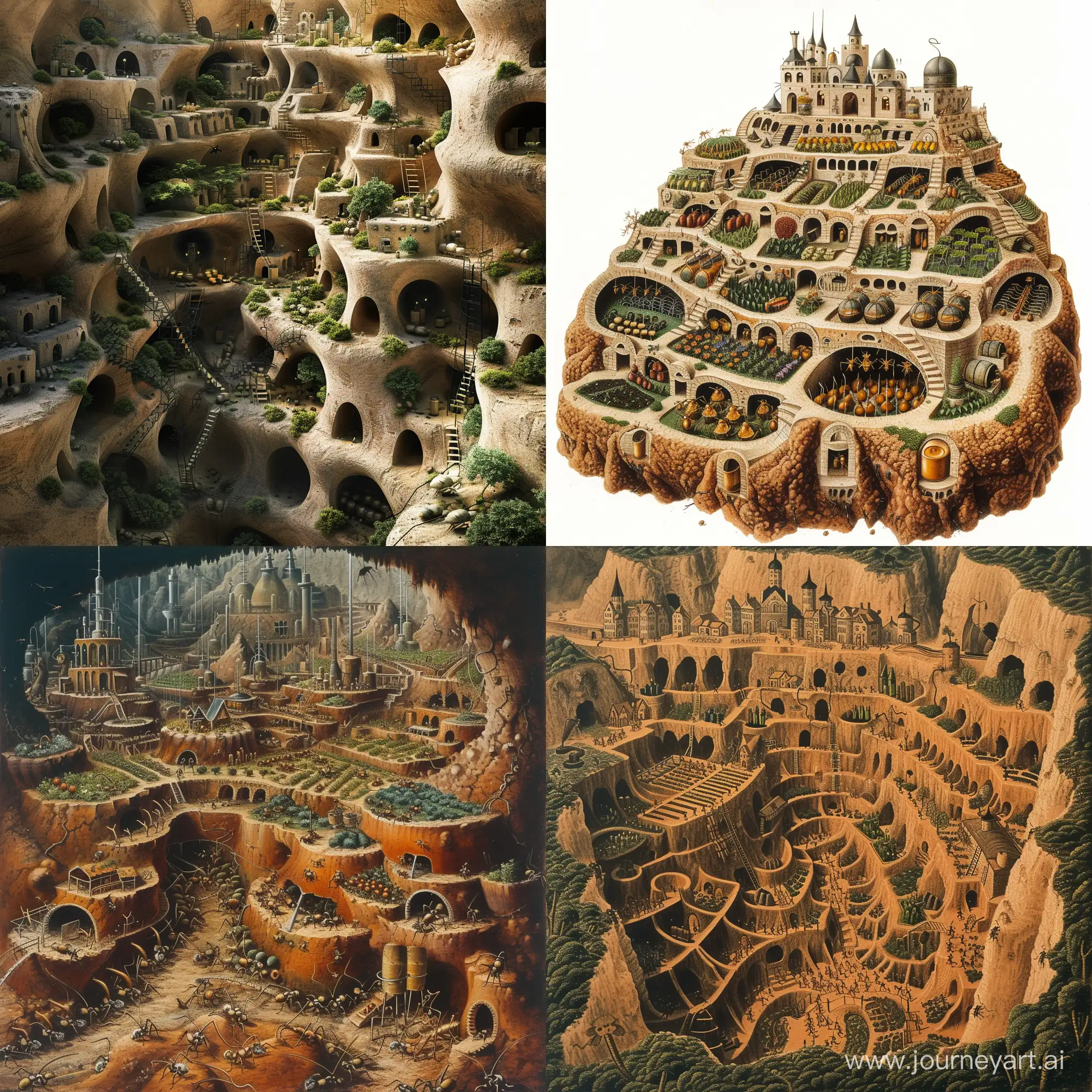 Subterranean-Ant-City-with-Expansive-Tunnels-and-Fermentation-Gardens