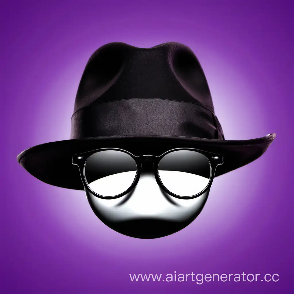 Чёрная шляпа и очки фиолетовый фон