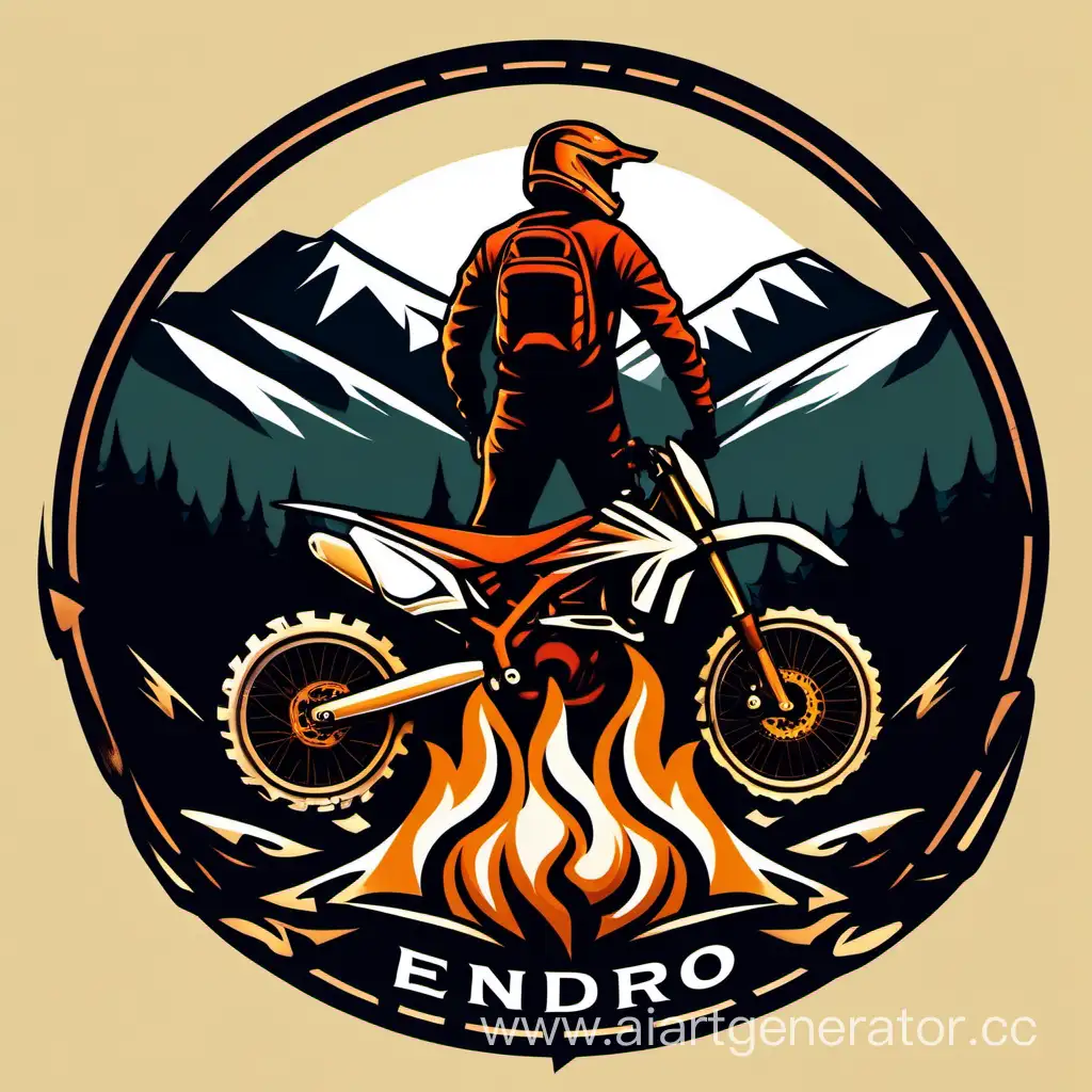 Thrilling-Enduro-Motorcycle-Racing-Amidst-Nature-and-Mountains-with-Bonfire