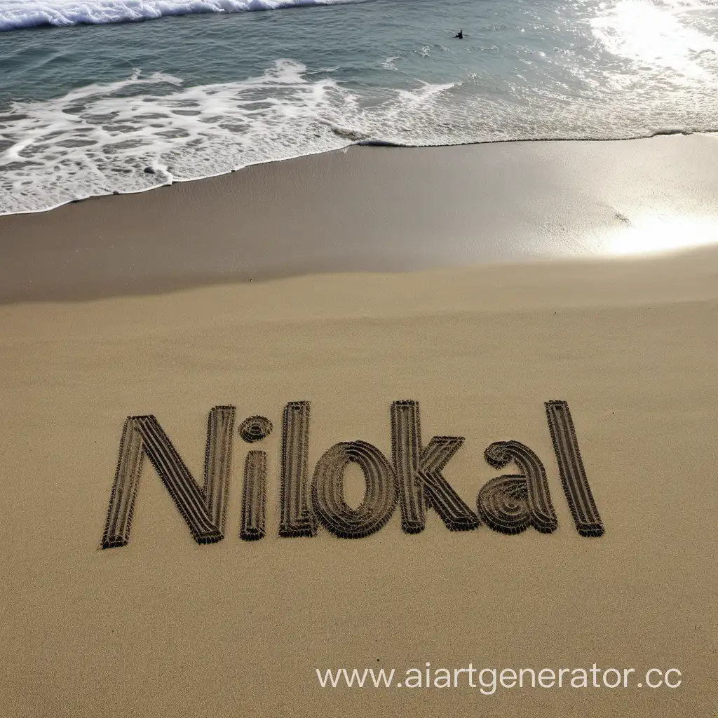 Nikolai-Written-in-the-Sand-at-Bali-Beach-with-Scenic-View