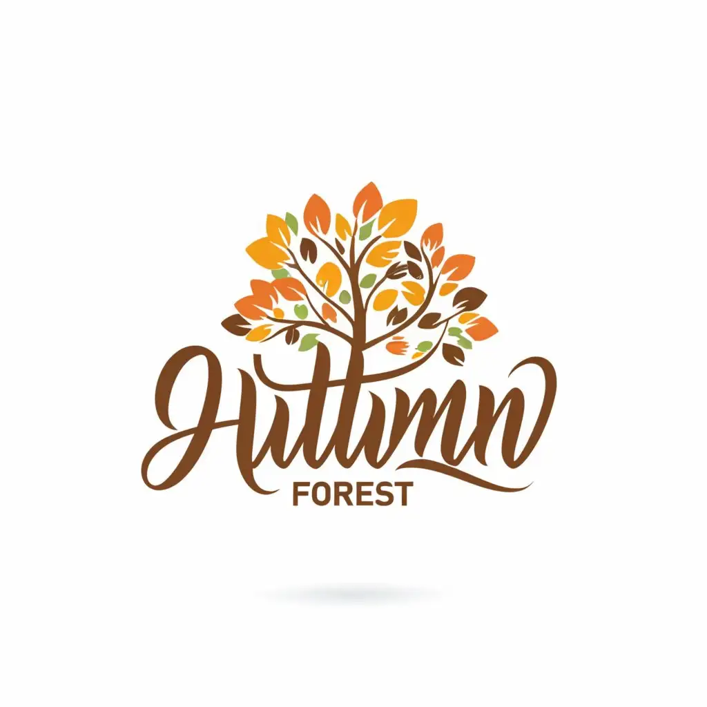 a logo design,with the text "Autumn Forest", main symbol:trees,Moderate,clear background