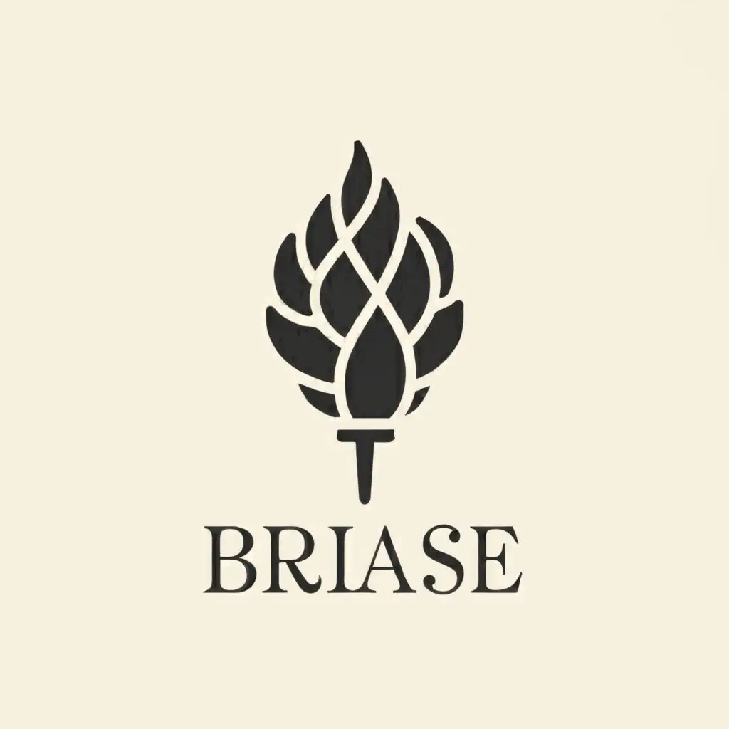 a logo design,with the text "Braise", main symbol:Create a minimalist black and white logo for Braise, featuring a rotating spit or a flaming pine cone. The design should be elegant, modern, and represent our charcoal cooking technique.,Minimalistic,be used in Restaurant industry,clear background