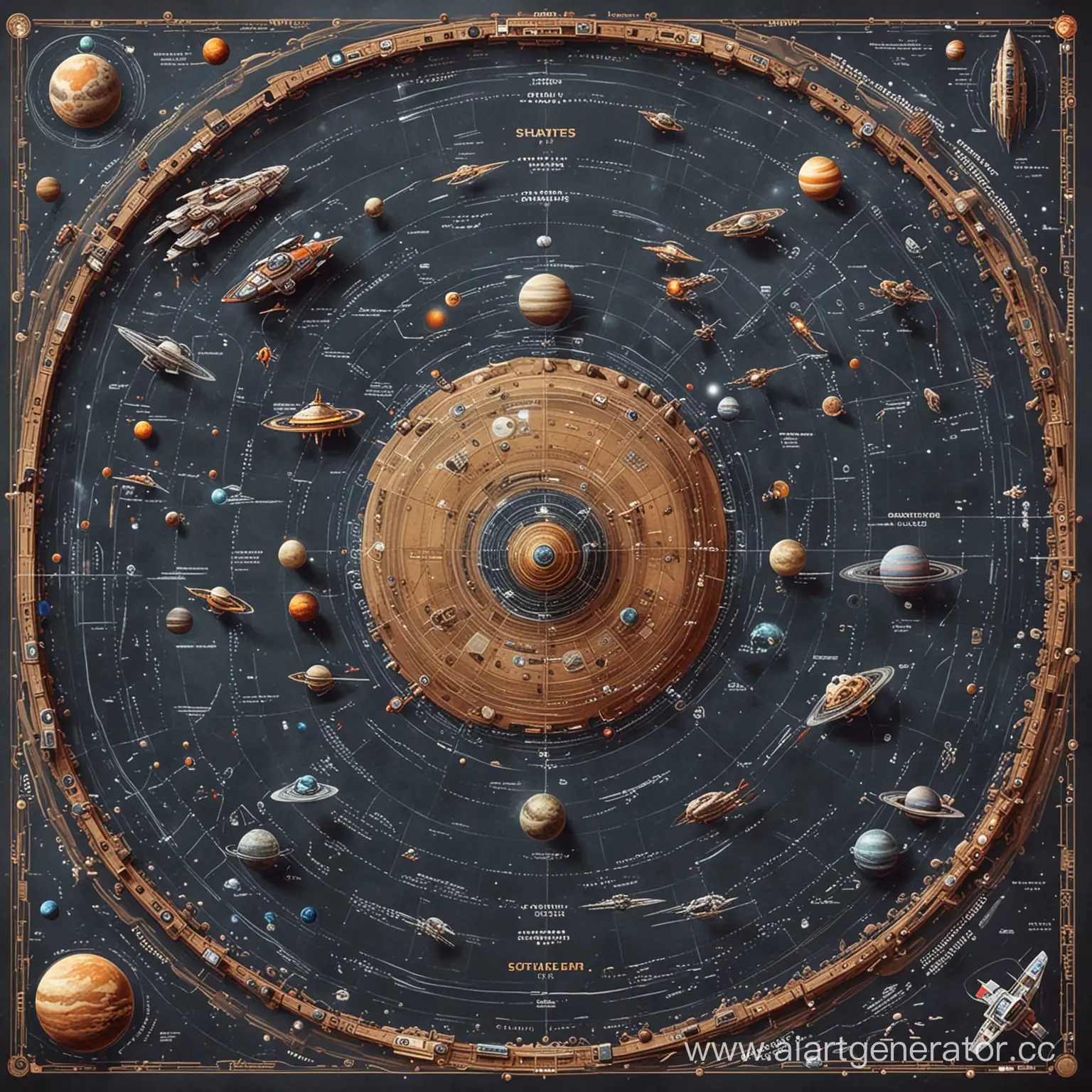Боевая карта-схема планет и космических кораблей 