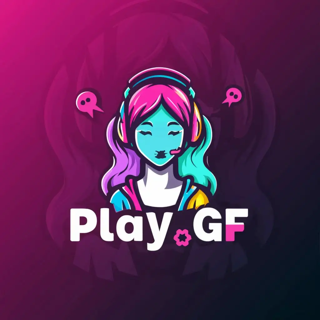 a logo design,with the text "playgf", main symbol:sexy girl Chat Rooms,Moderate,clear background