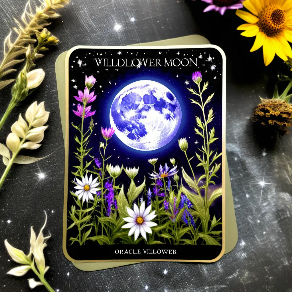 Enchanting Wildflower Moon Magic Oracle Card for Mystical Guidance