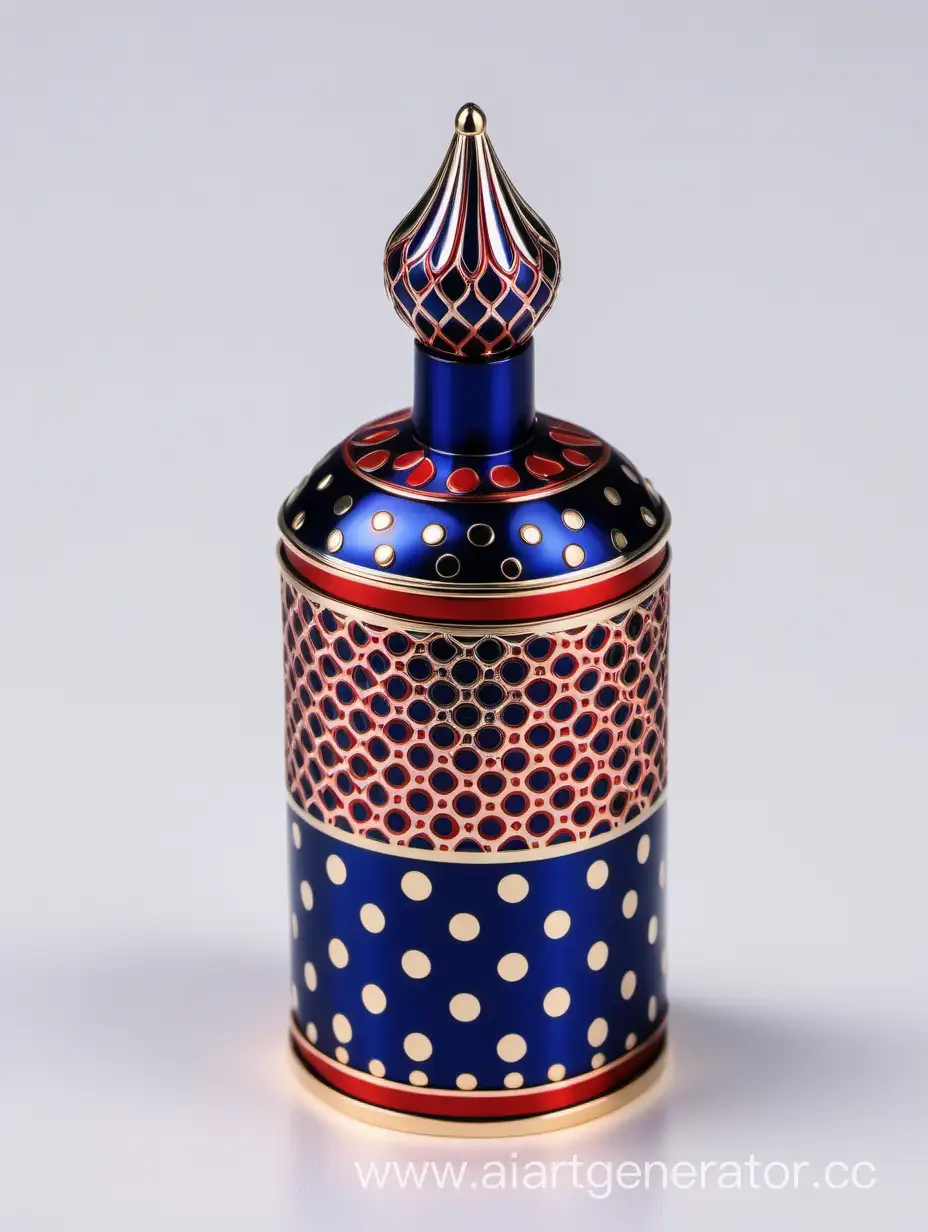 Luxurious-Zamac-Perfume-Decorative-Ornamental-Cap-in-Shiny-Dark-Blue-with-Elegant-Arabesque-Pattern