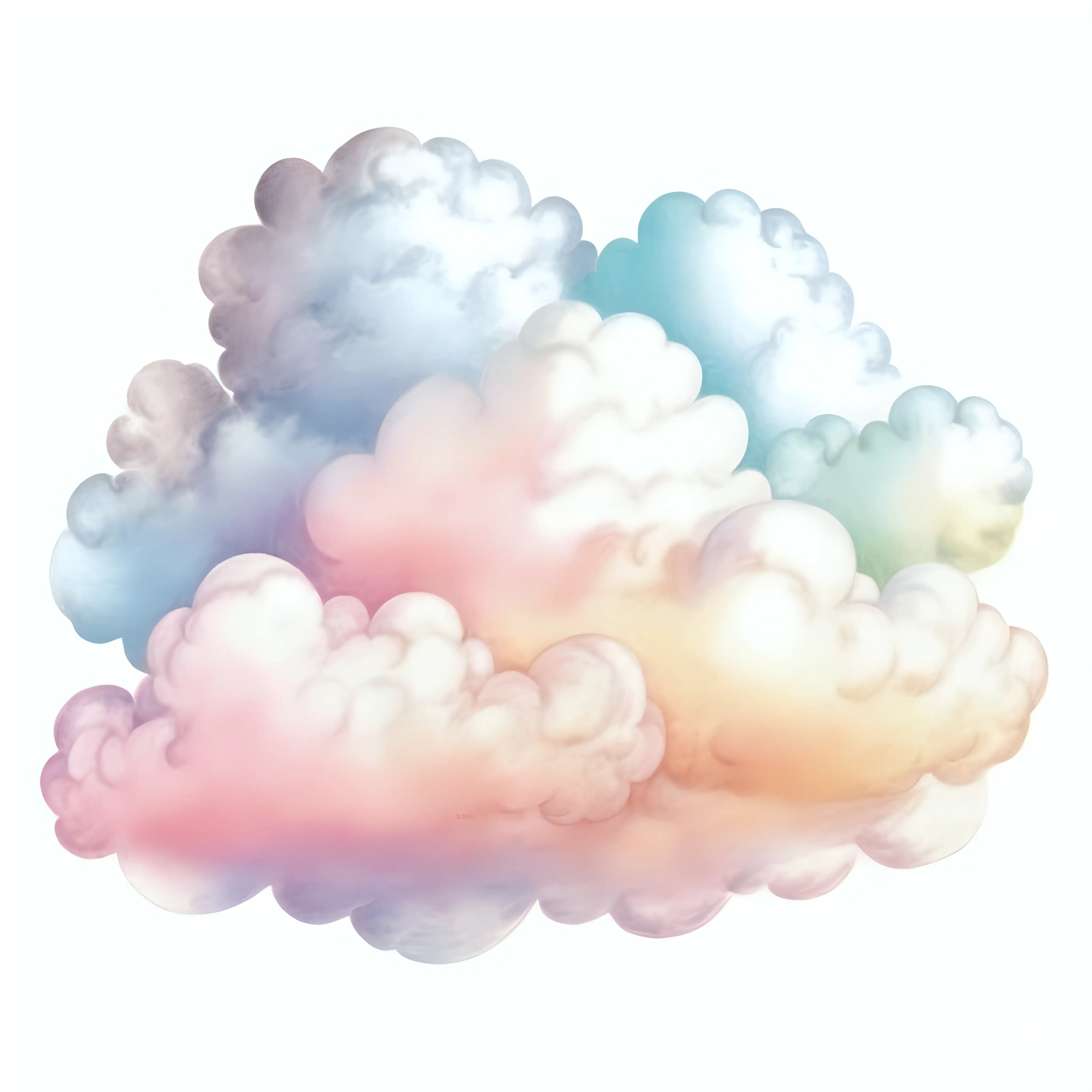 watercolored style pastel colored cloud with white background
