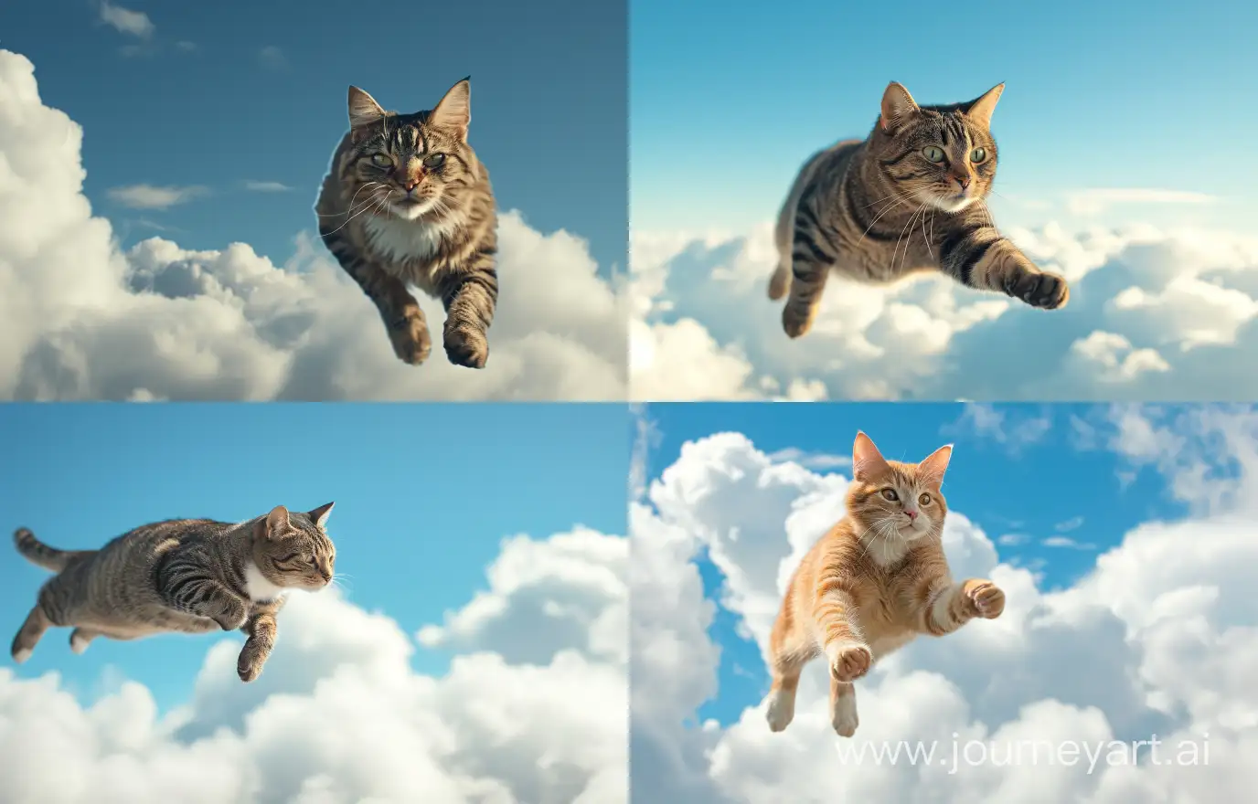 Cat flying over the clouds --v 6 --ar 14:9