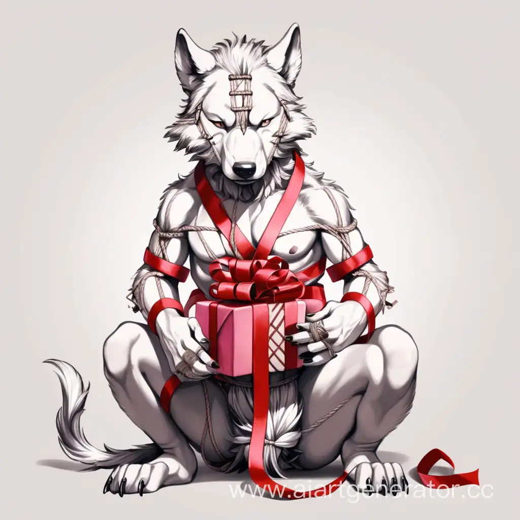 Bound-Humanlike-Wolf-in-Shibari-Style-Gift-Ribbon
