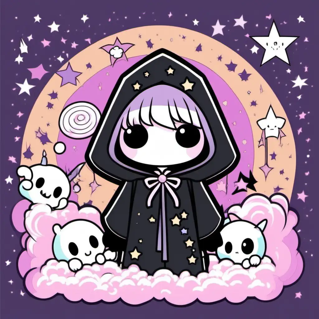 Celestial Kawaii Grim Reaper in Pastel Goth Vector Illustration
