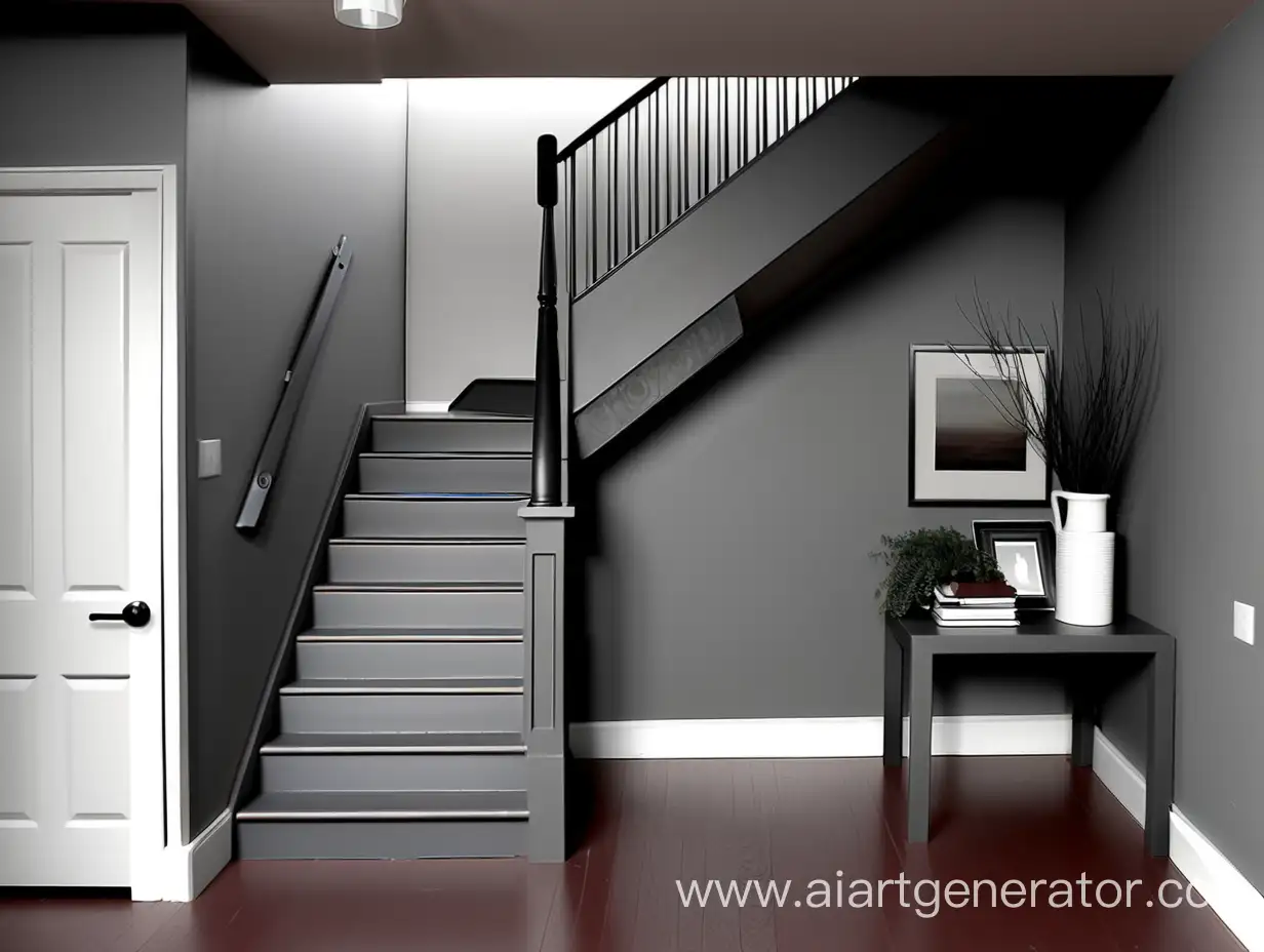 Elegant-Gray-Straight-Staircase-with-Matte-Finish