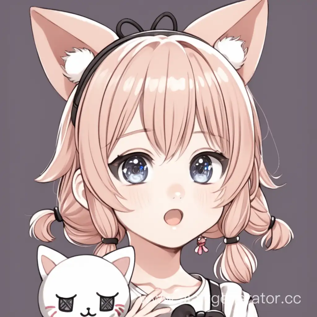  cute little girl with cat ears. Anime