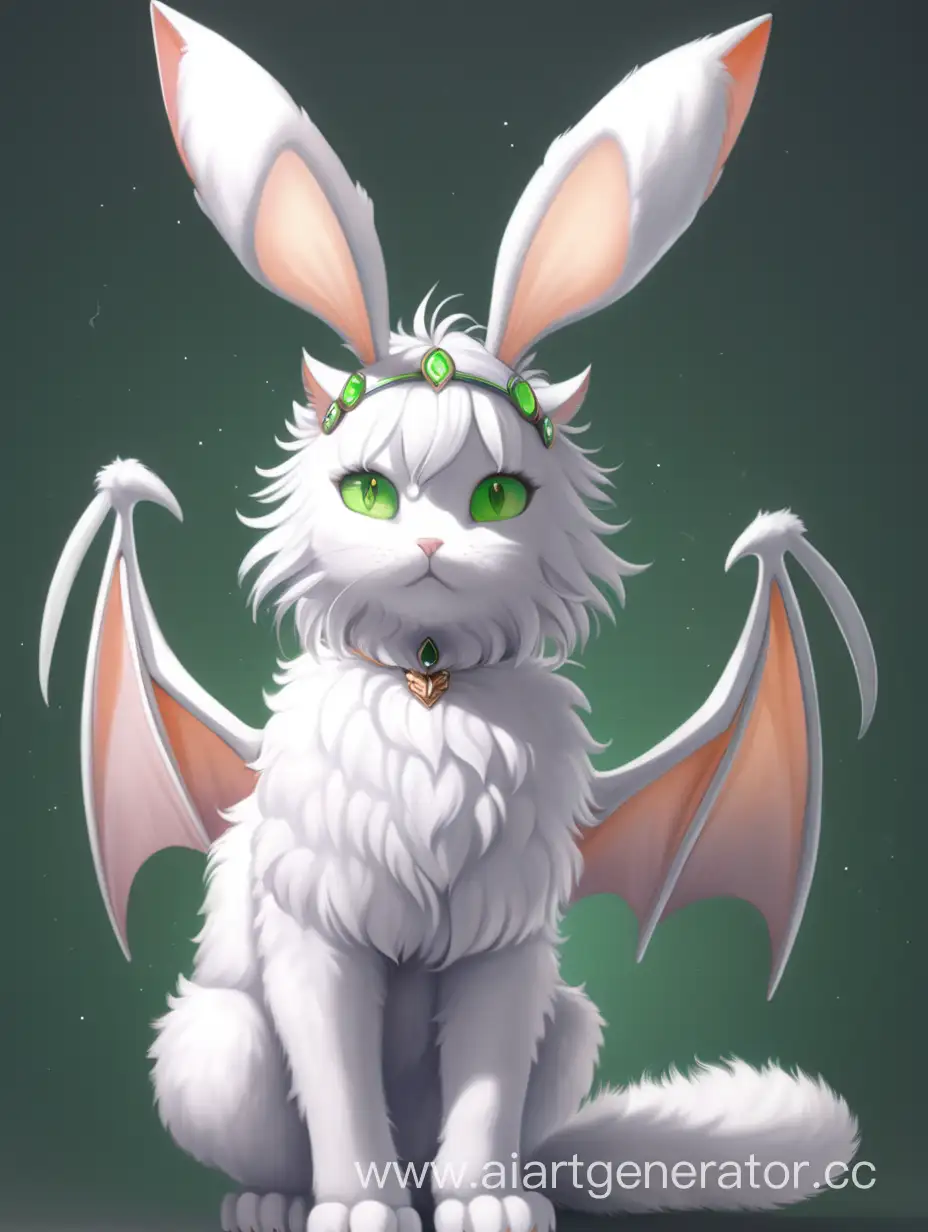 Whimsical-Anime-Art-Fluffy-Mythical-Creature-with-Rabbit-Ears-Cat-Body-and-Bat-Wings