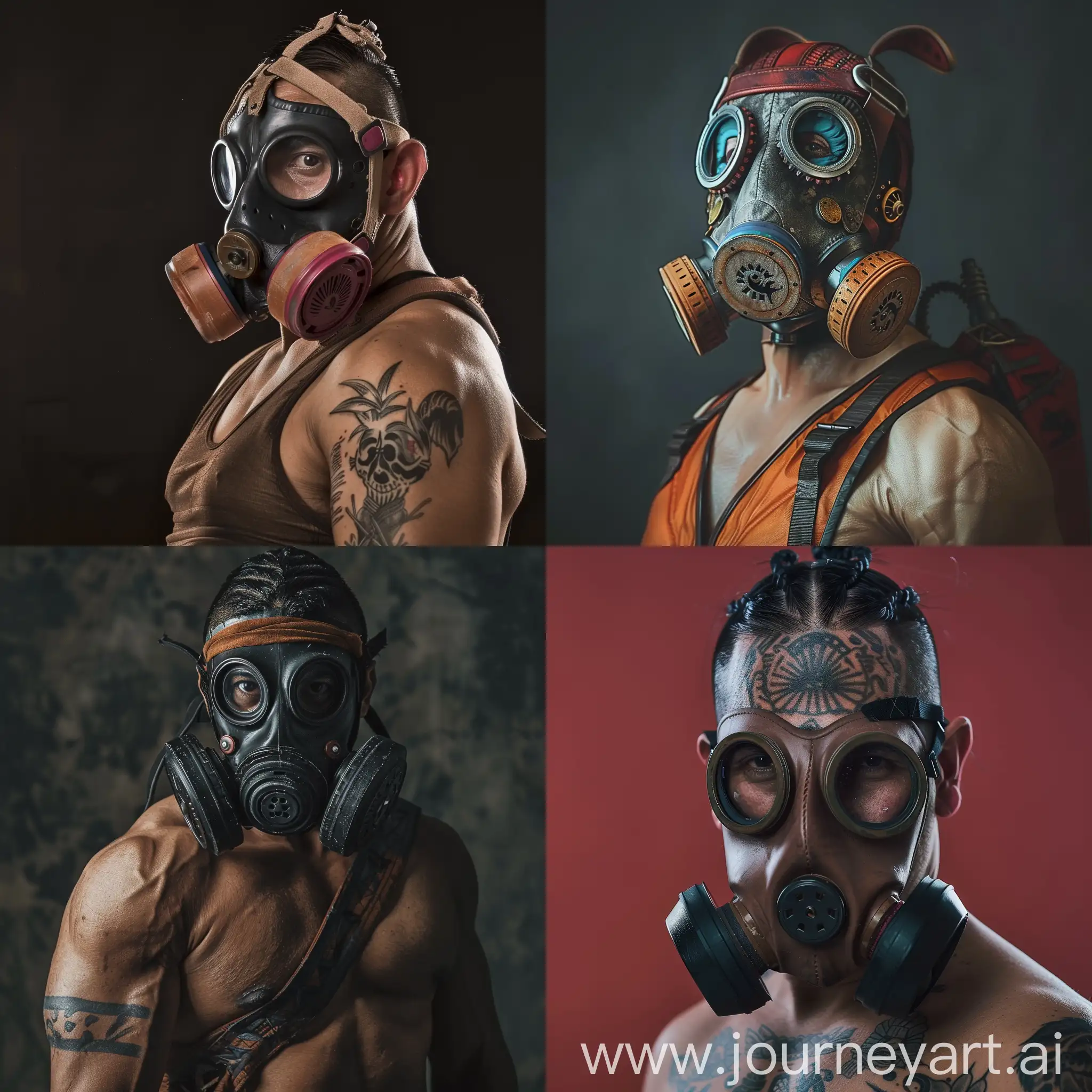 Mexican-Wrestler-Wearing-Gas-Mask-in-Dramatic-Portrait