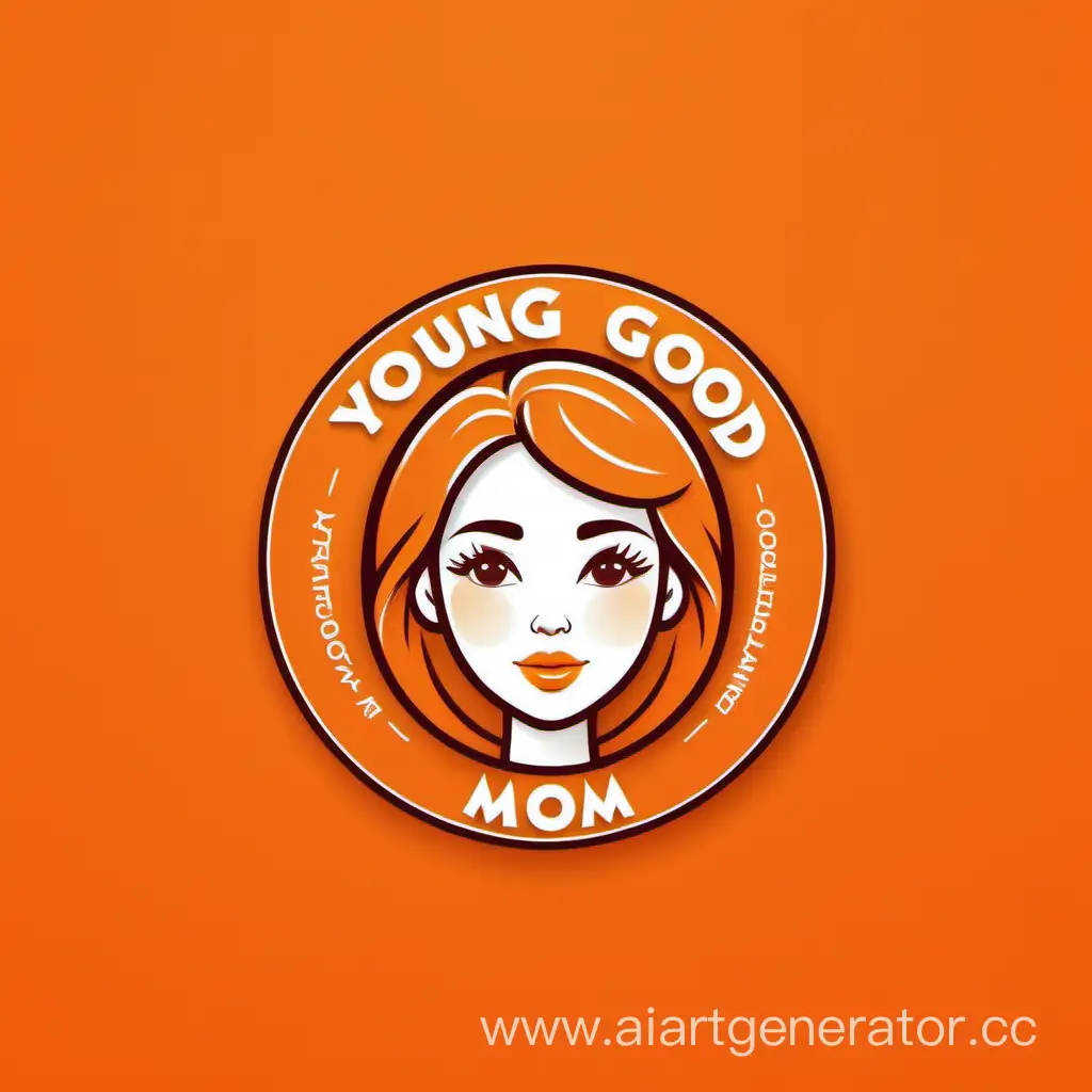 логотип молодая добрая русская мама фас контур оранжевый