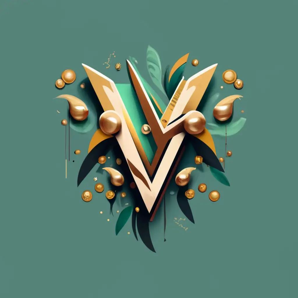 logo, A letter V, with the text "Voltage", typography, be used in Entertainment industry Green and Gold