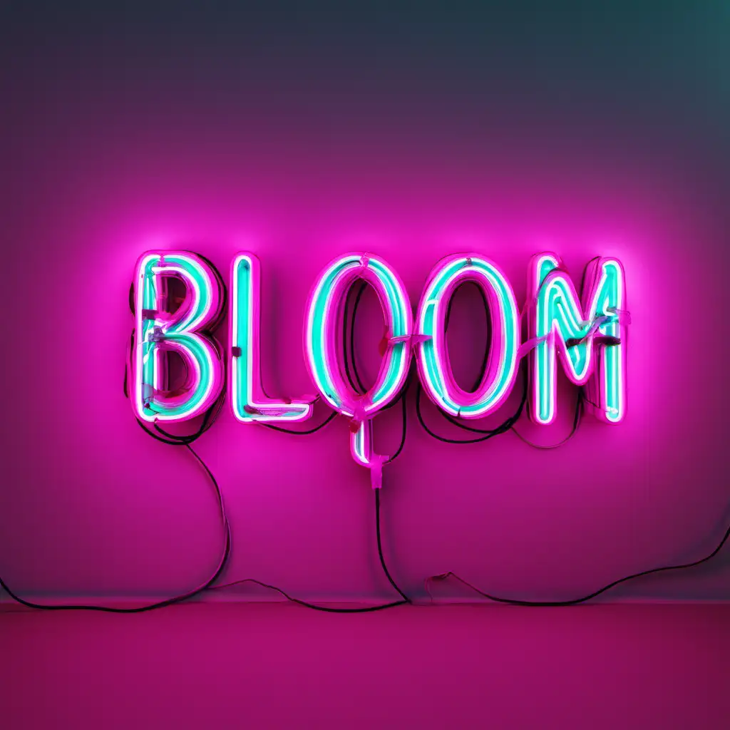 Vibrant BLOOM Word in Icy Neon Glow