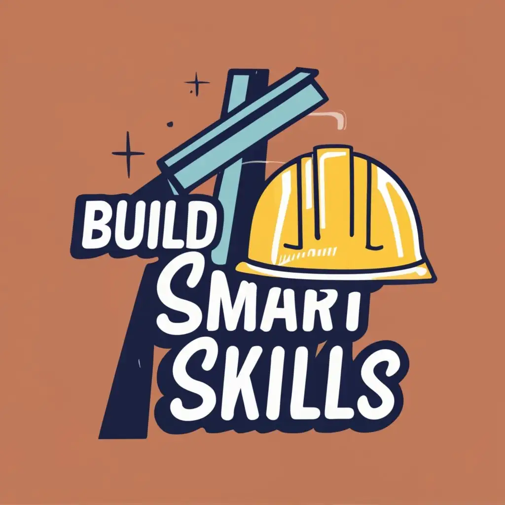 logo, hard hat, road, book, with the text "build smart skills", typography, be used in Education industry