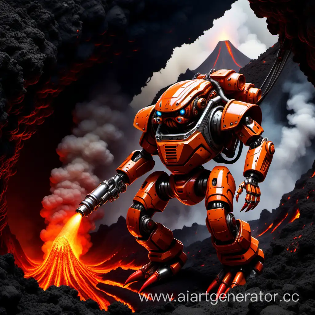 Volcanic-Exploration-Robot-in-Crab-Spacesuit-with-Firefighting-Cannon