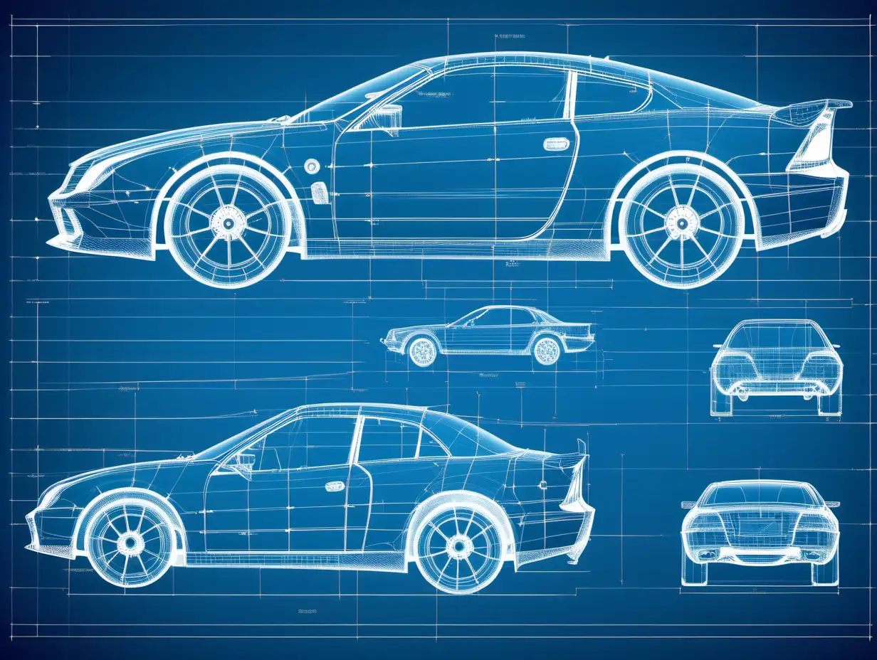 Detailed Car Blueprint for Precision Engineering