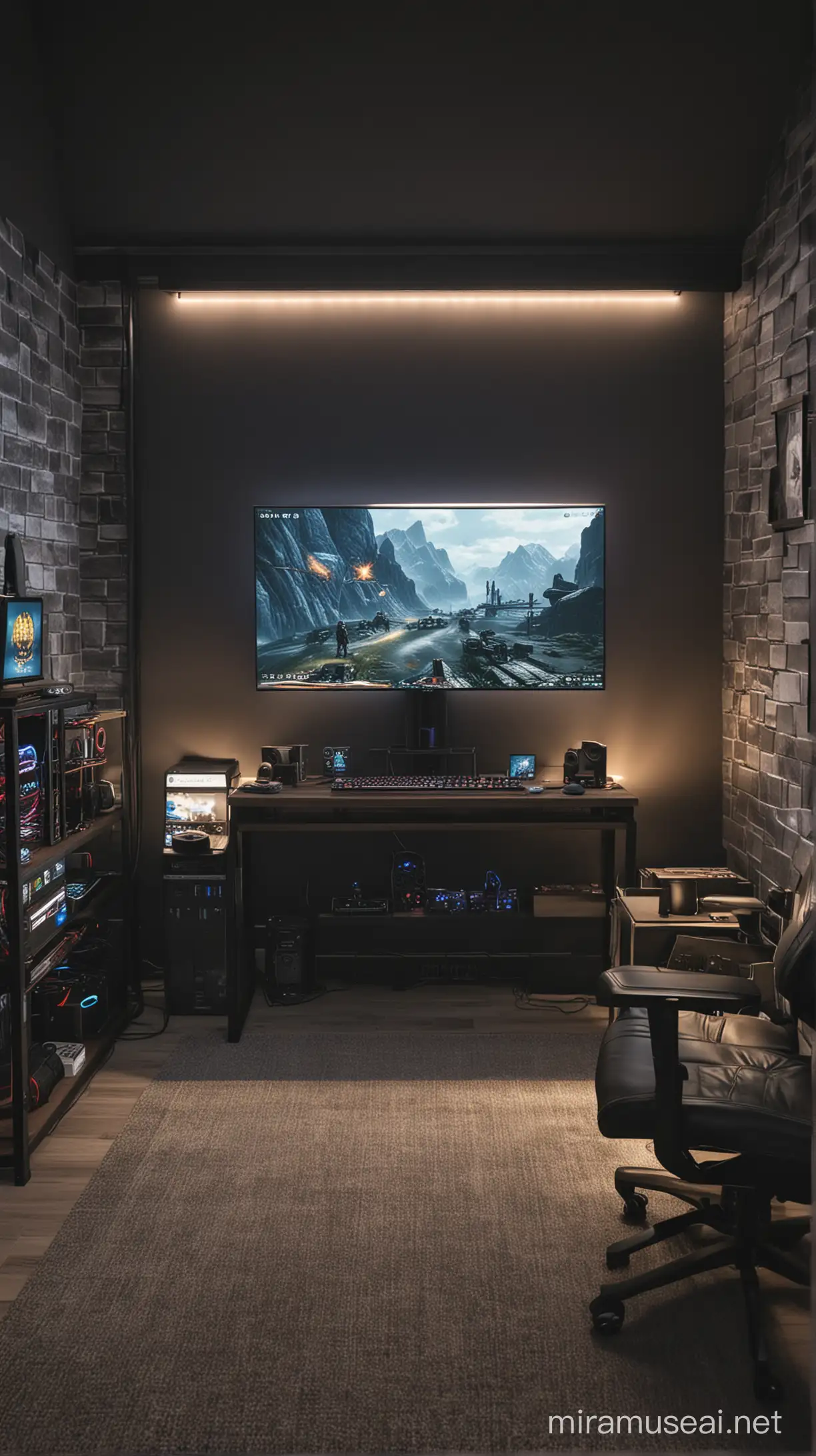 Modern Gaming Room Interior without RGB Lighting