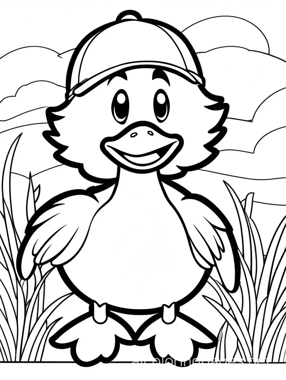 DUCK, chubby cheeks, fluffy paws, snuggly , Coloring Page, black and white, line art, white background, Simplicity, Ample White Space. The background of the coloring page is plain white to make it easy for young children to color within the lines. The outlines of all the subjects are easy to distinguish, making it simple for kids to color without too much difficulty, Coloring Page, black and white, line art, white background, Simplicity, Ample White Space. The background of the coloring page is plain white to make it easy for young children to color within the lines. The outlines of all the subjects are easy to distinguish, making it simple for kids to color without too much difficulty