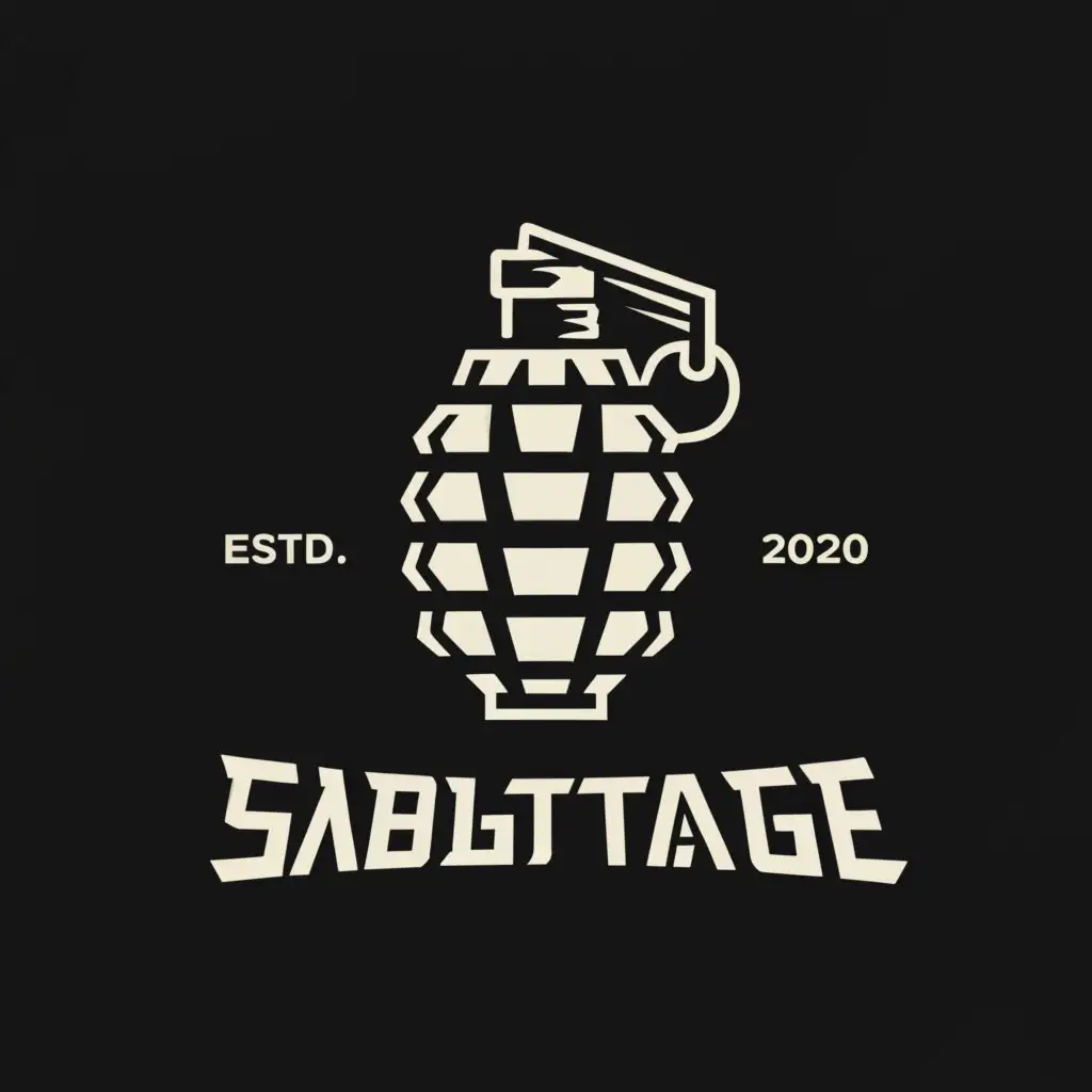 LOGO-Design-For-SABOTAGE-Minimalistic-Tattoo-Machine-and-Grenade-Symbol-for-Sports-Fitness-Industry