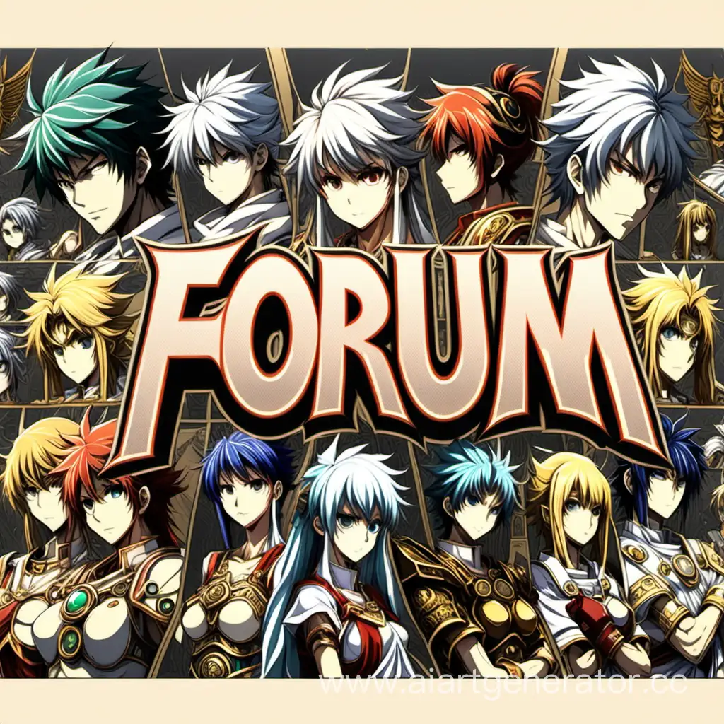 Сгенерируй картинку с надписью "форум" в аниме стиле