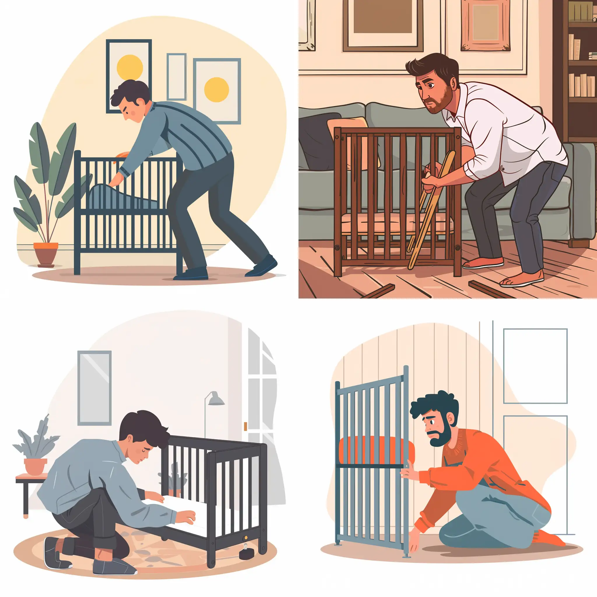 Inept-Dad-Assembles-Baby-Cot-in-Hilarious-Living-Room-Scene
