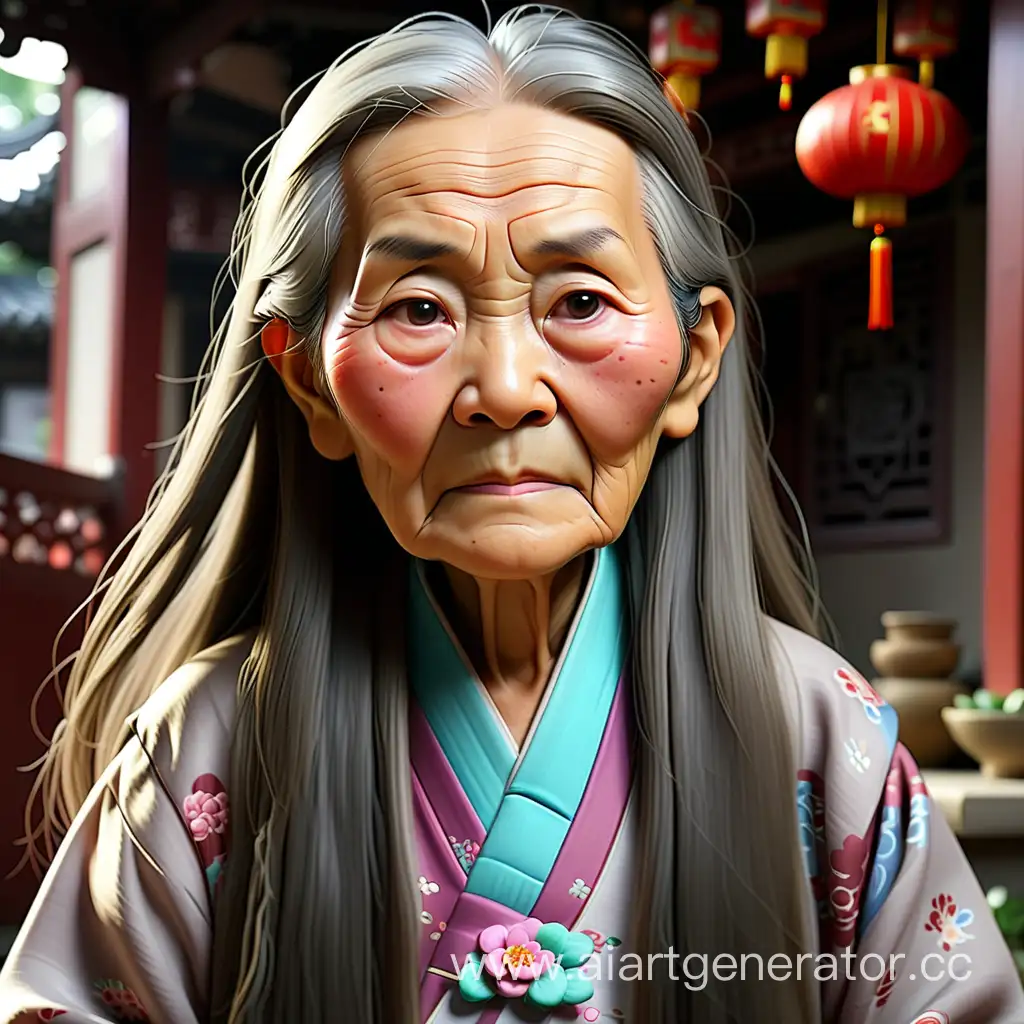 строгая катайская бабушка с длинными волосами