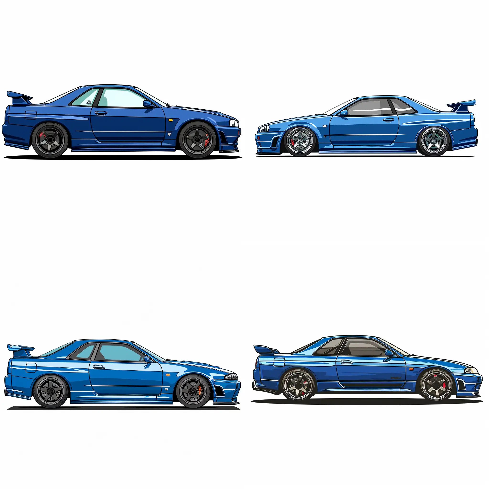 Sleek-Blue-Nissan-Skyline-GTR-R33-Minimalist-2D-Side-View-Illustration