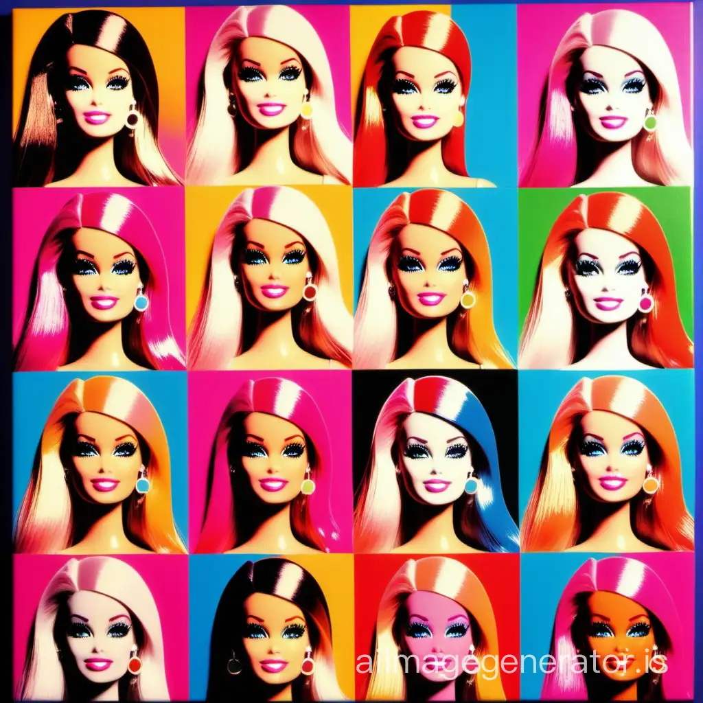Colorful-Barbie-Collage-Pop-Art-Canvas-from-the-1990s