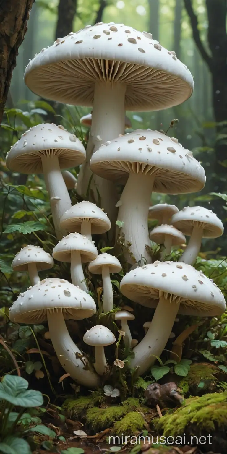 Enchanting White Mushroom Wonderland Dream