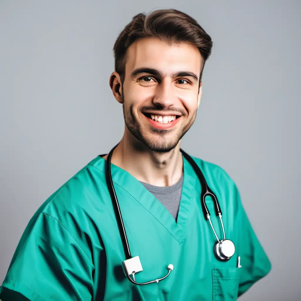 Confident and Kind Pediatrician in Surgical Scrubs
